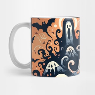 Funny Halloween Ghosts Pattern and Bats Mug